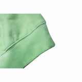 Green reversed background fleece hoodie with anti-bottom frying process.