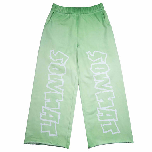 Green straight-leg sweatpants with reverse background technology.