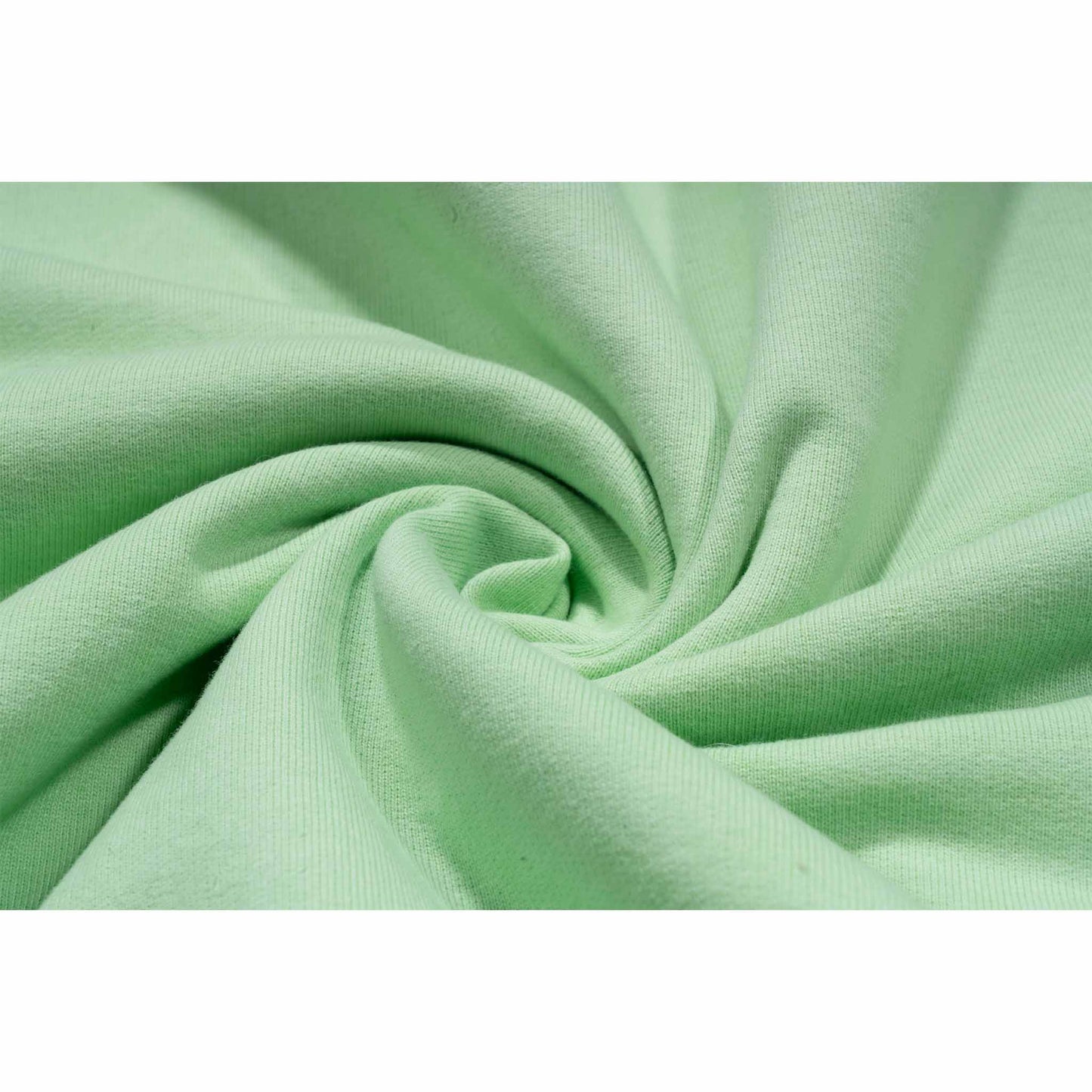 Green reversed background fleece hoodie with anti-bottom frying process.