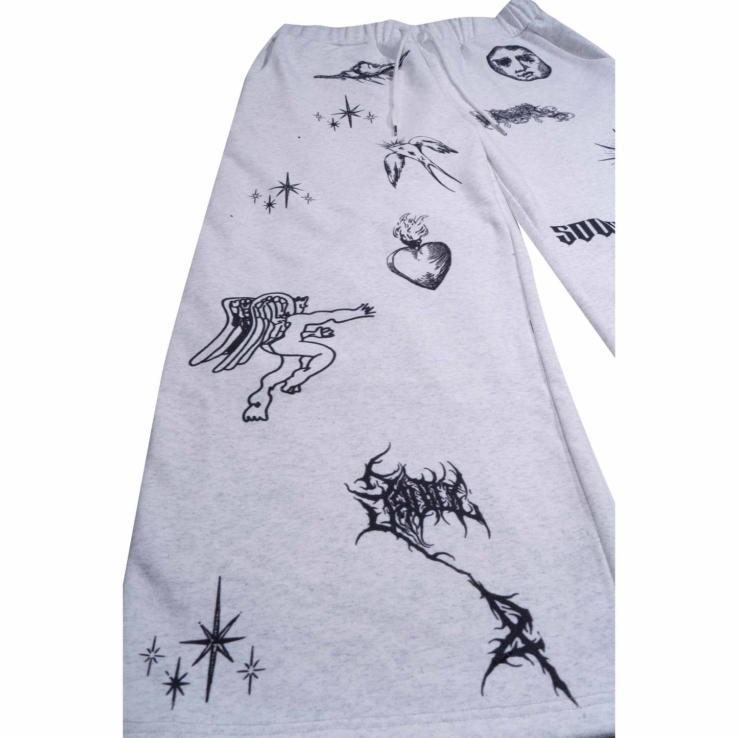 Full-frame digital printing large straight-leg sweatpants