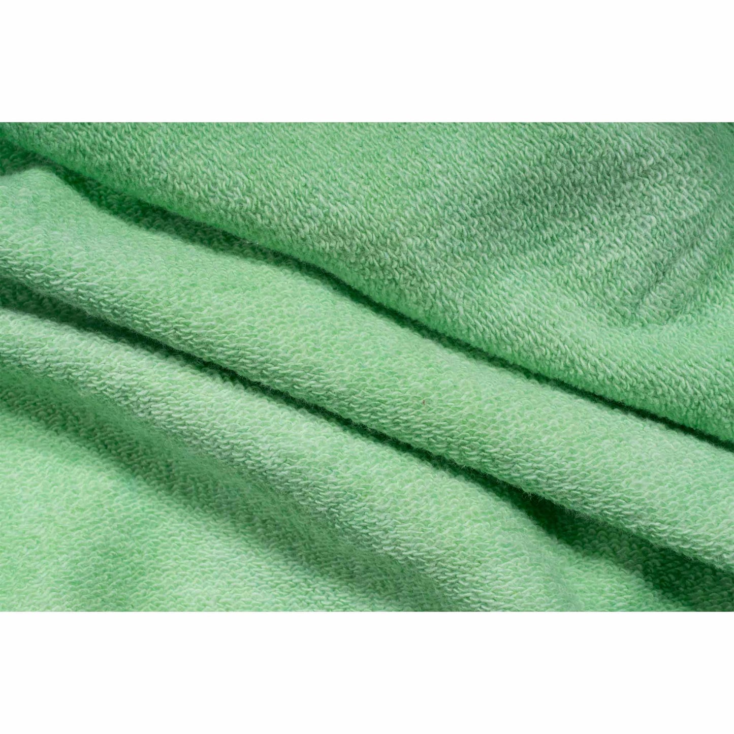 Green reversed background fleece hoodie with anti-bottom frying process.