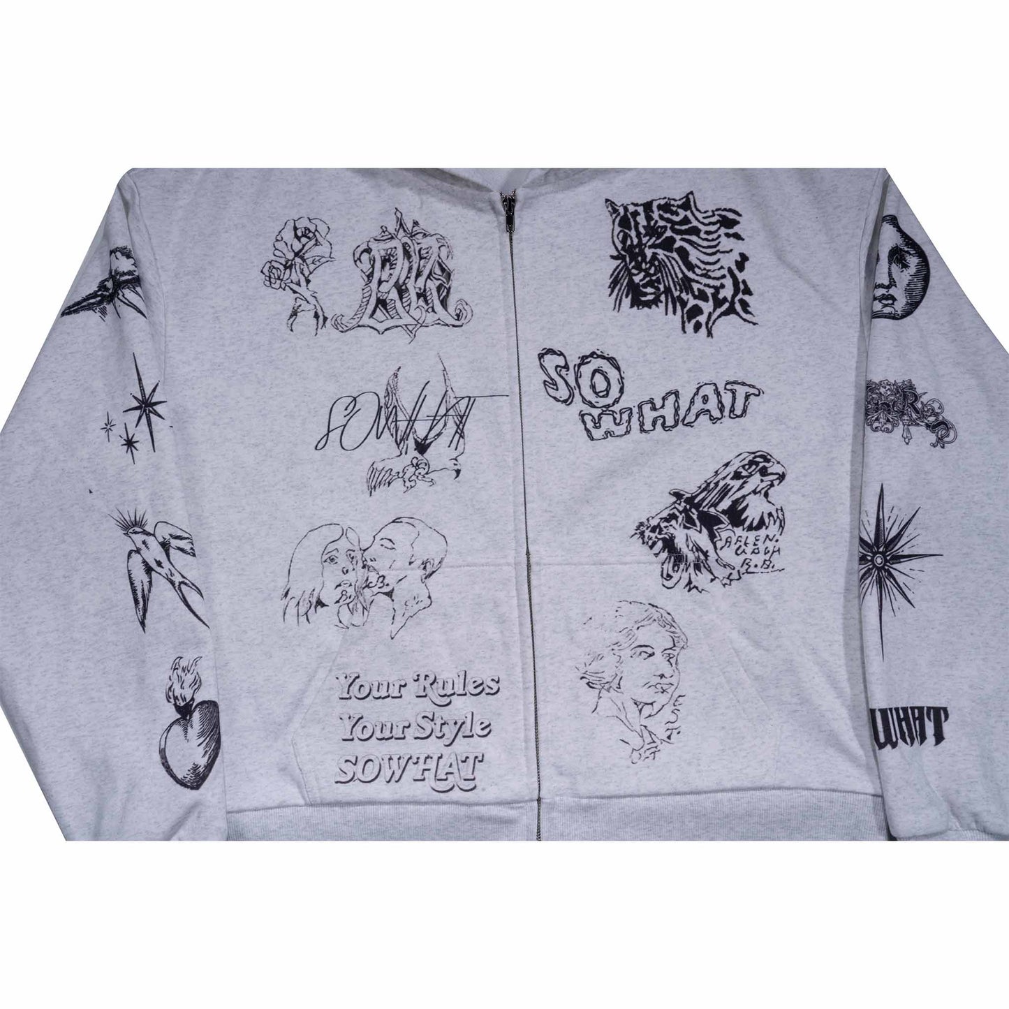 Full-frame positioned digital printed hooded sweatshirt