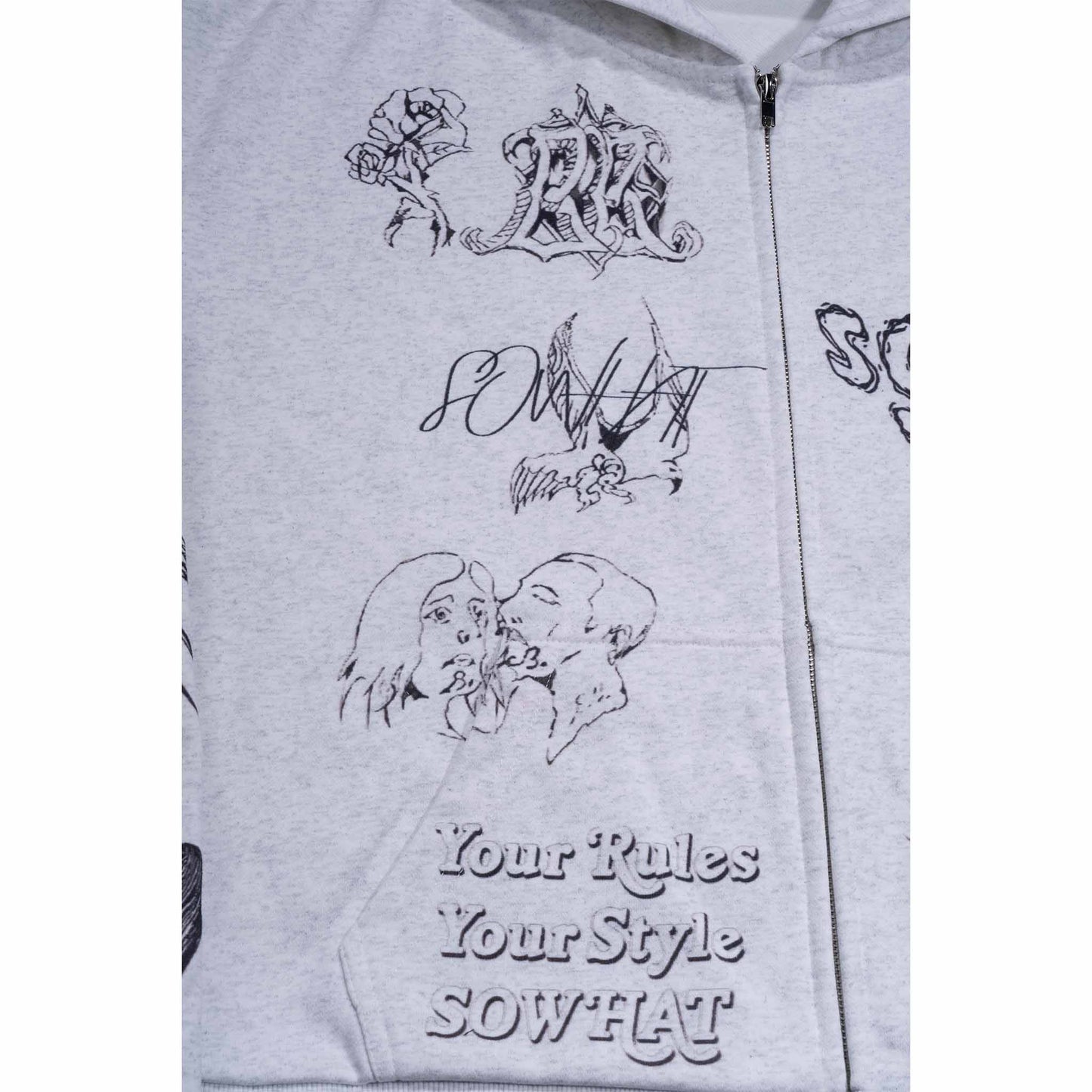 Full-frame positioned digital printed hooded sweatshirt