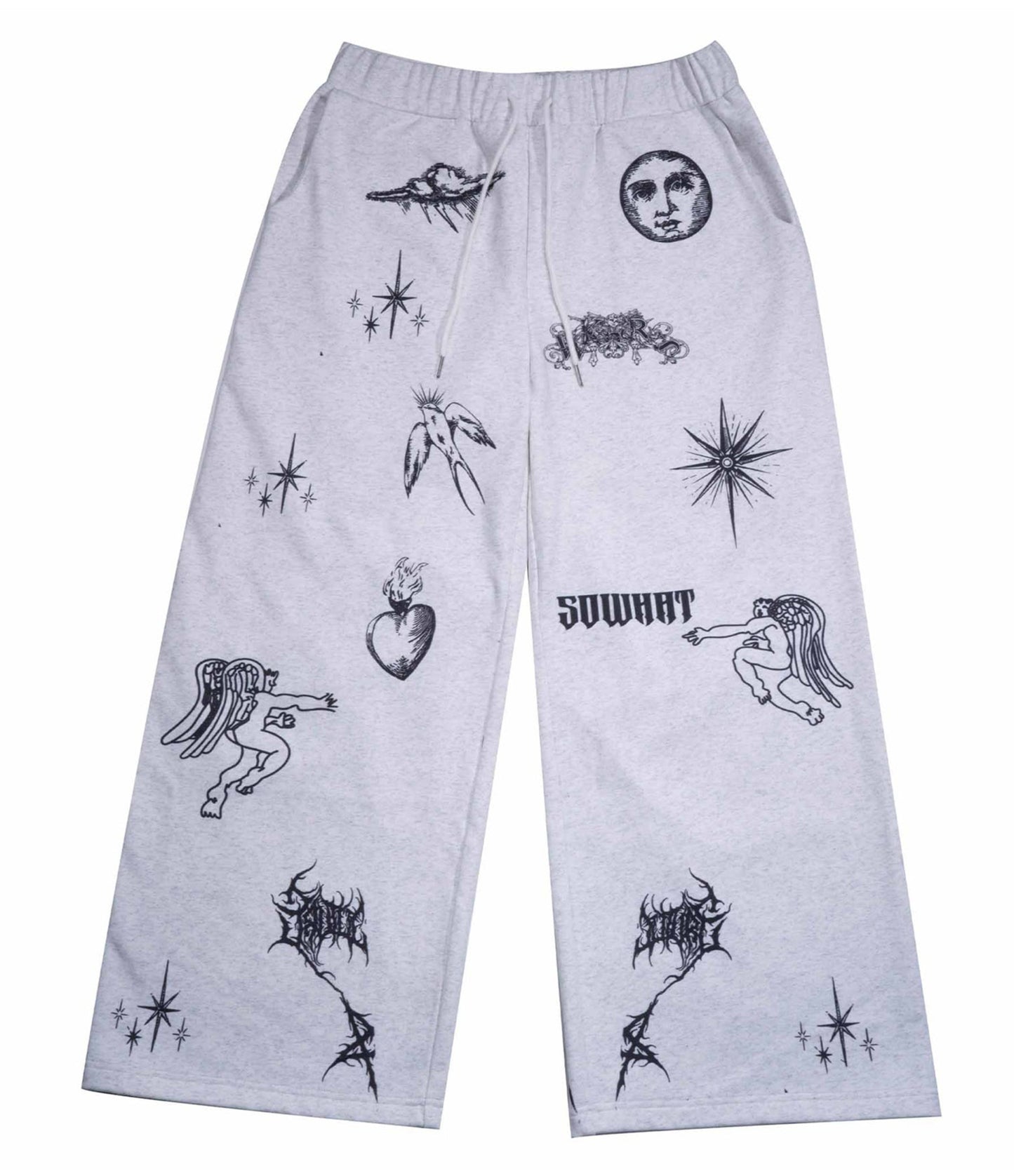 Full-frame digital printing large straight-leg sweatpants