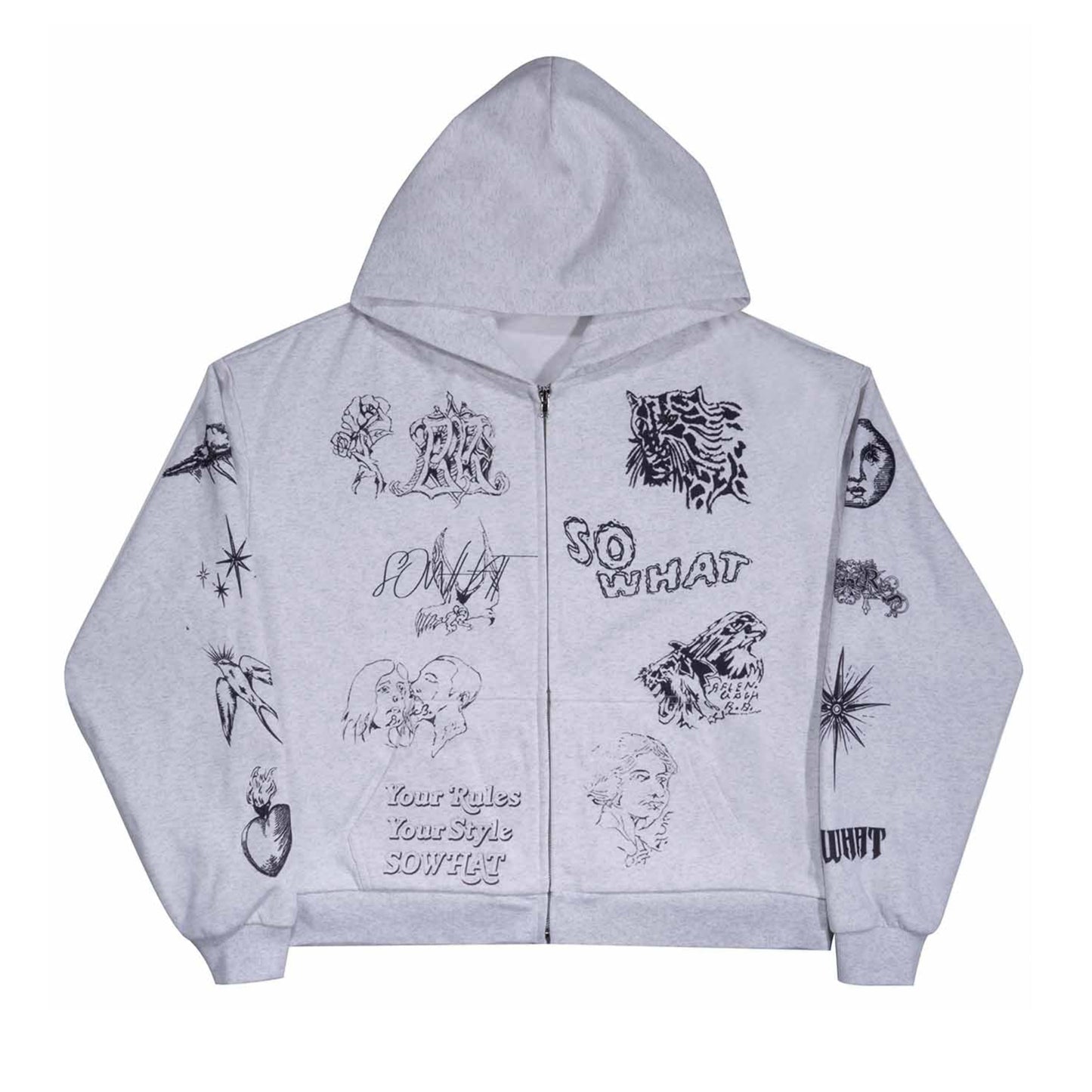 Full-frame positioned digital printed hooded sweatshirt