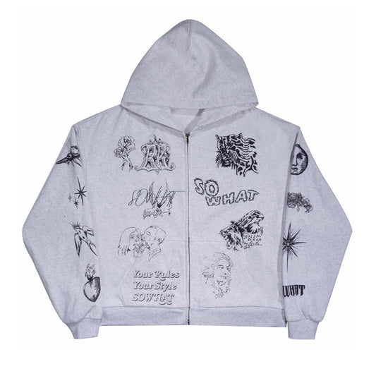 Full-frame positioned digital printed hooded sweatshirt