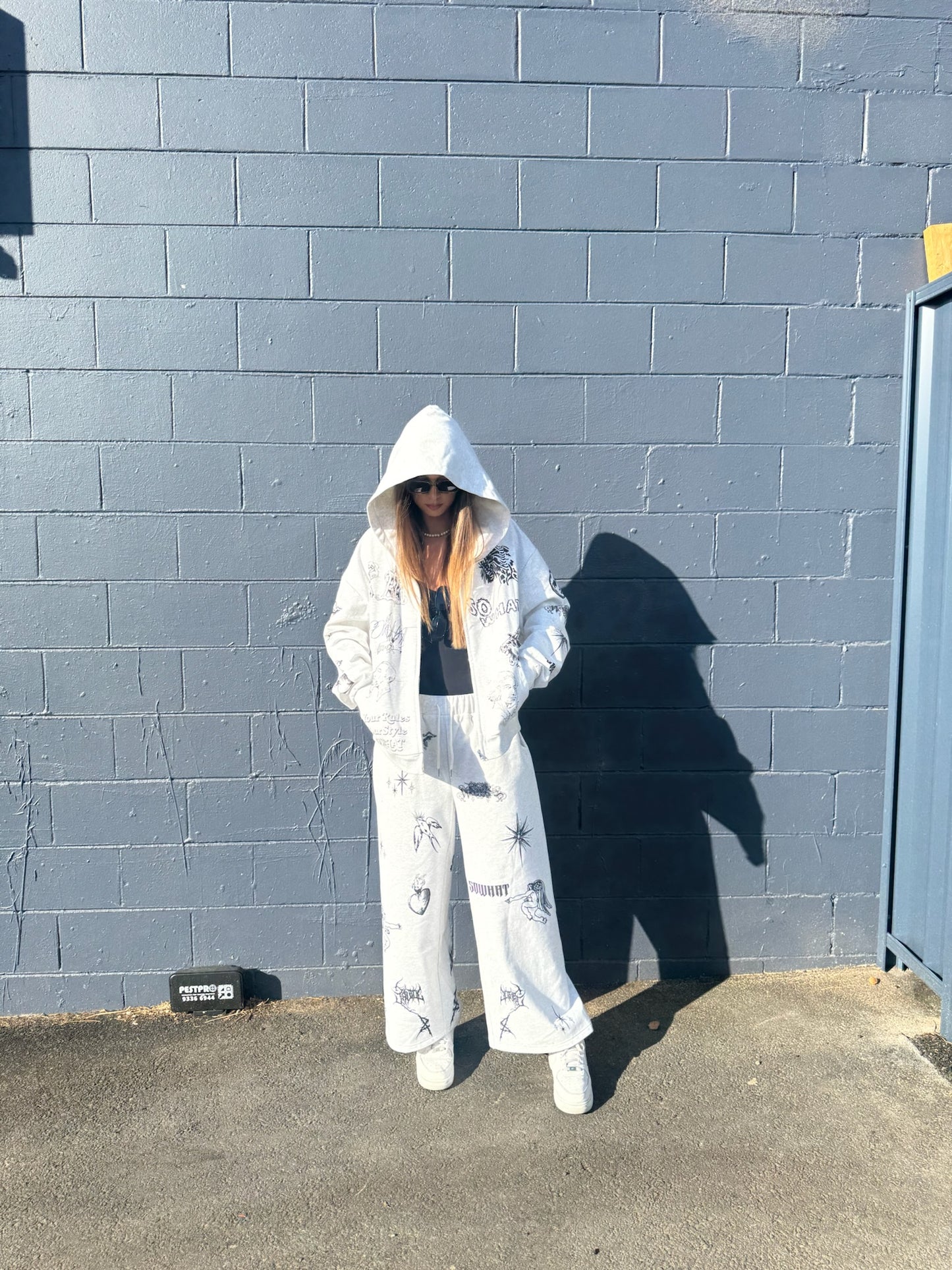 Full-frame digital printing large straight-leg sweatpants