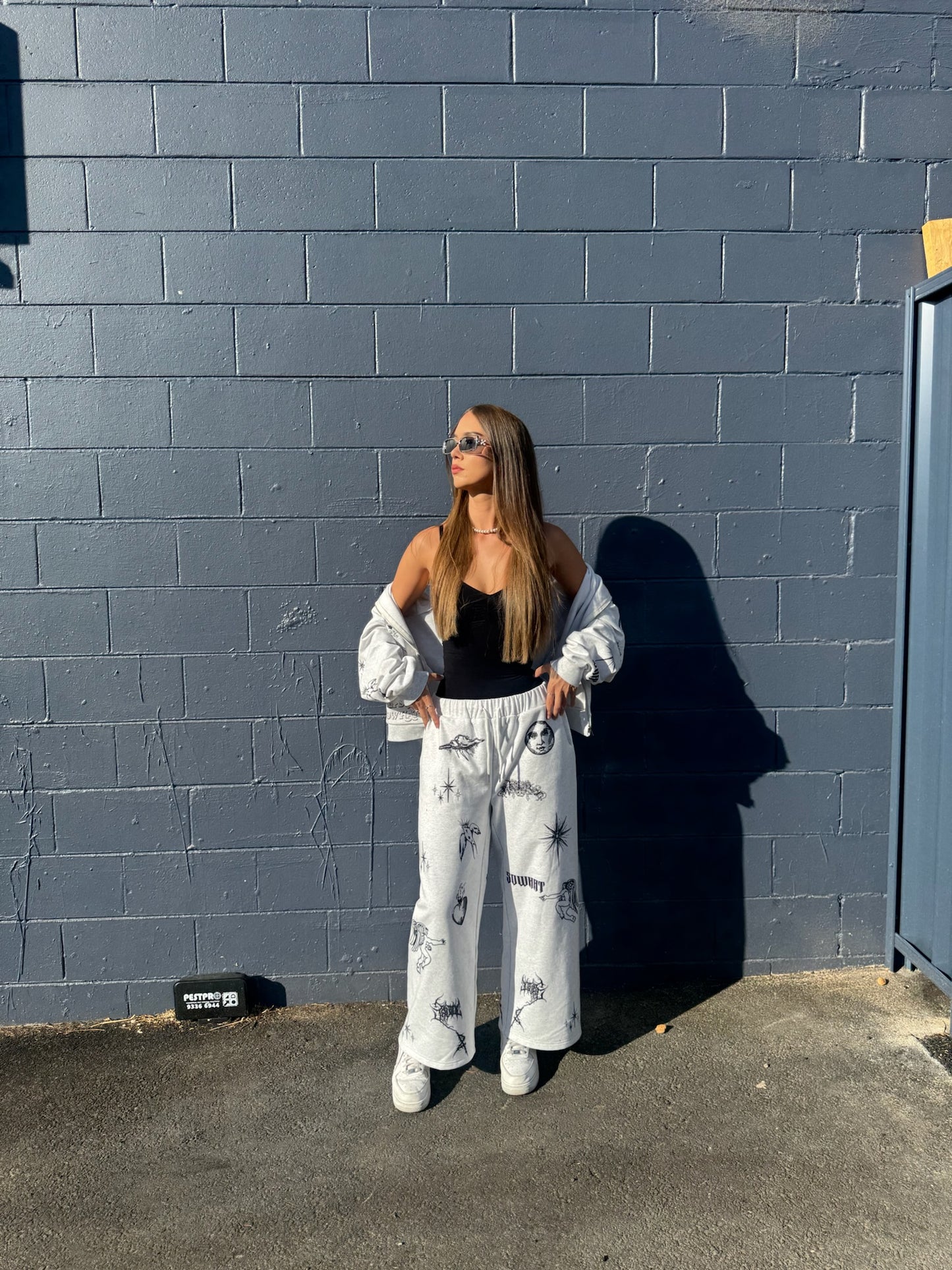 Full-frame digital printing large straight-leg sweatpants