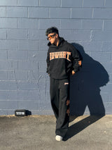 Patterned large straight tube sweatpants