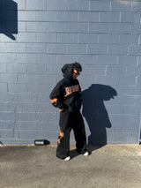 Patterned large straight tube sweatpants