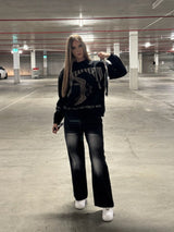 Silk screen printed round neck sweatshirt with "Half Lake Shadow".