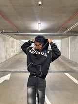 Nail bead pullover hooded sweatshirt