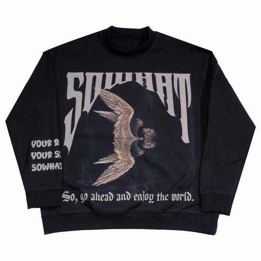 Silk screen printed round neck sweatshirt with "Half Lake Shadow".